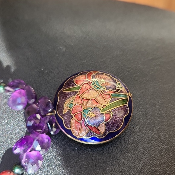Cloisonne Puff Pendant Necklace - Picture 2 of 4